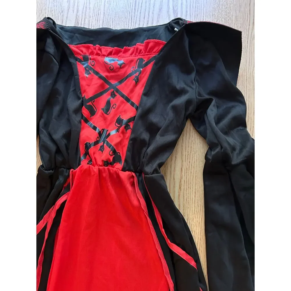 #3 Girls Vampress Halloween 🎃 Costume Gown Bats 🦇 Black Cat 🐈‍⬛ size Small